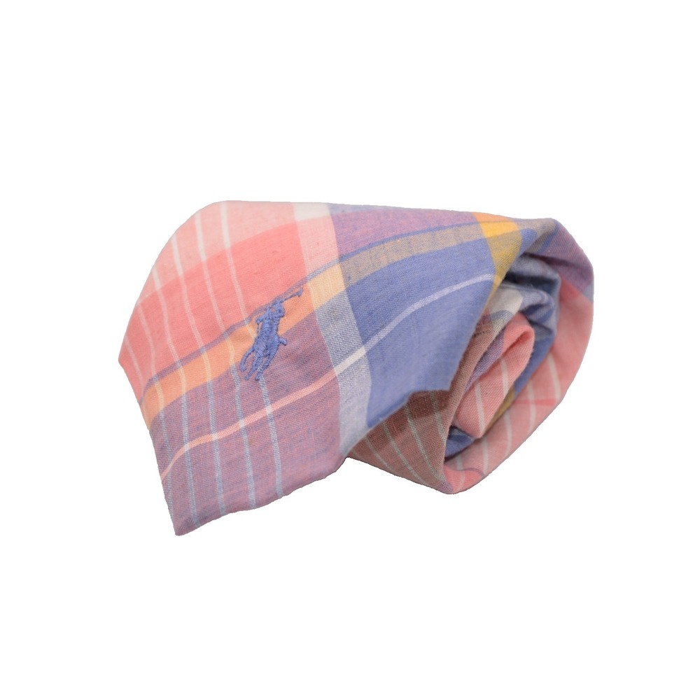 Polo Ralph Lauren Pastel Plaid Cotton Tie USA Hand Made Classic